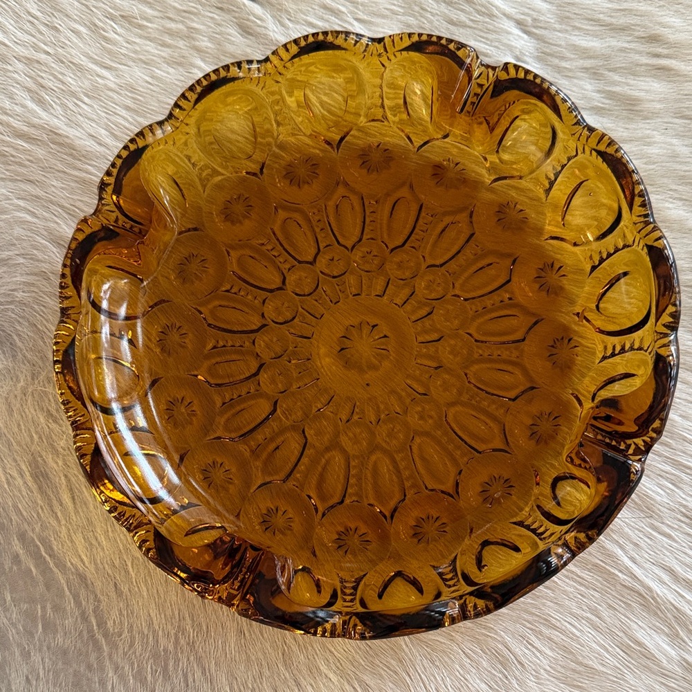 LE Smith Amber Ashtray Moon & Stars FLAW